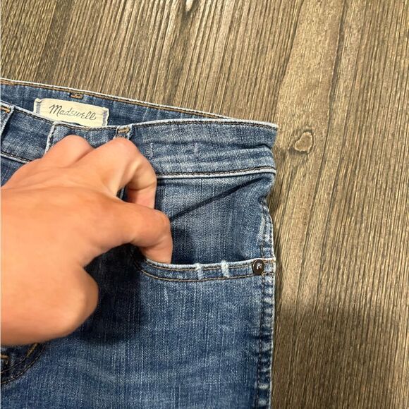 Madewell Medium Wash 9 Inch Mid Rise Ripped Knee Distressed Skinny Jeans Size 25 - Picture 5 of 11